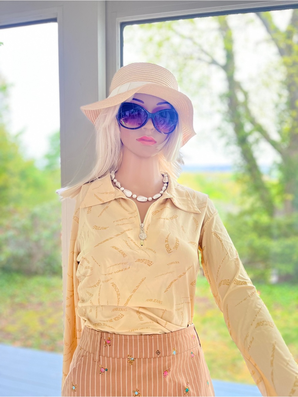 Fendi Blouse Ivory Logo Button Down - Picture 5 of 8